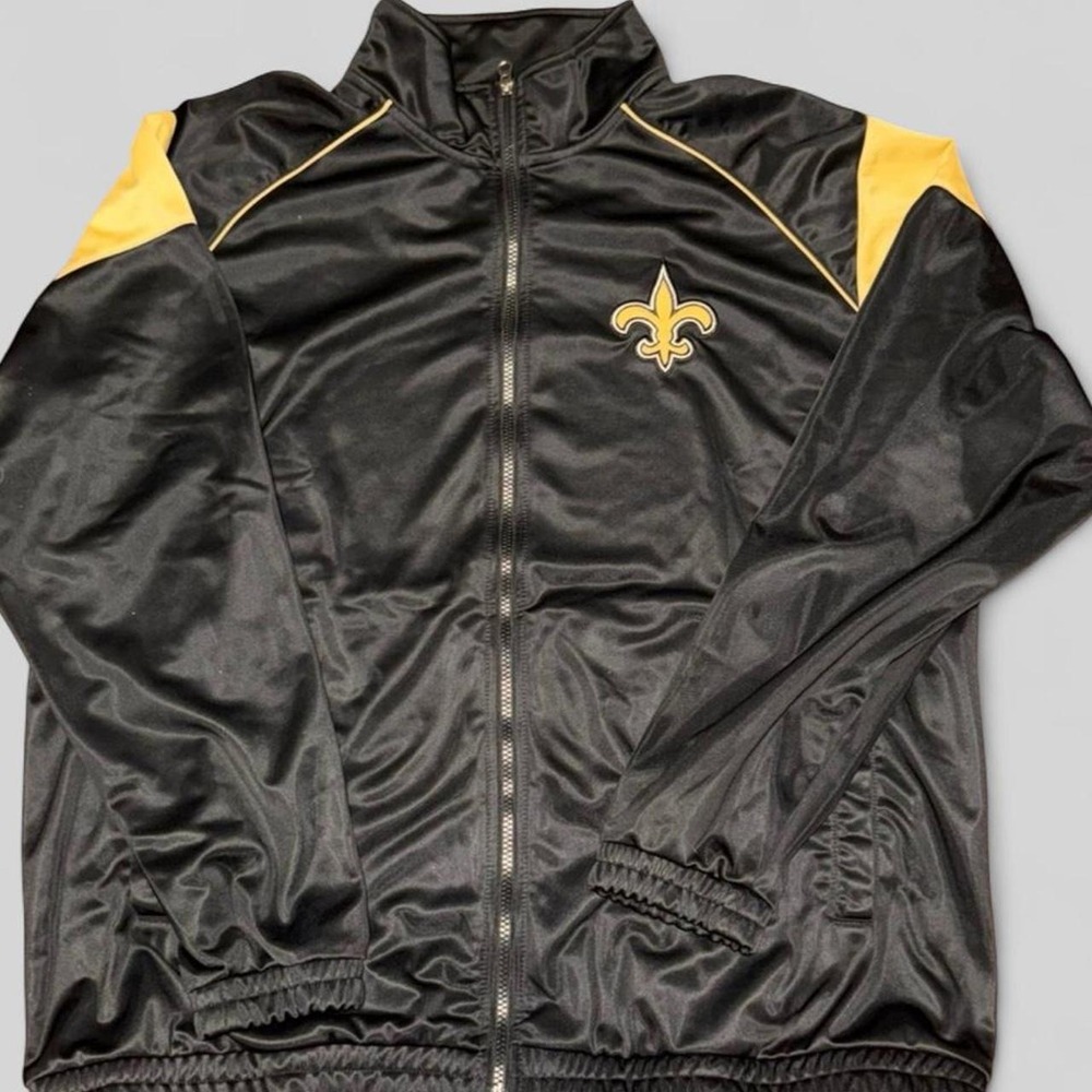 G-III NFL New Orleans Saints Black Gold Full Zip Track Jacket Mens XXL